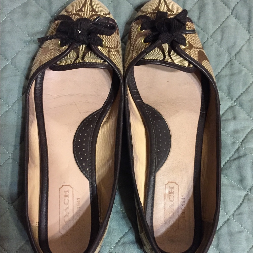 Coach Signature Print Brown Ballet Flats- Sz 7